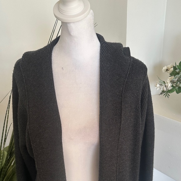 Eileen Fisher Classic Black Open Cardigan - Picture 2 of 7